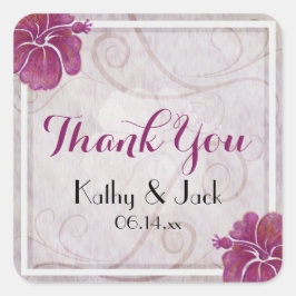 プラムハイビスカス結婚のシール スクエアシール