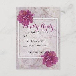 プラムハイビスカスRSVPカード 出欠カード