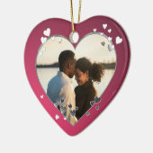 プラムハートとリボンフォト セラミックオーナメント (左)