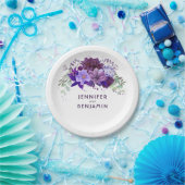 プラムバイオレットパープルフローラエレガントな結婚式 ペーパープレート (パーティー)