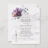 プラムバイオレット植物牡丹ブランチ&バブリー 招待状 (正面)