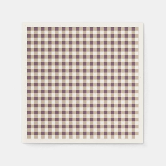 プラムバッファロープレイドホリデー スタンダードカクテルナプキン (正面)