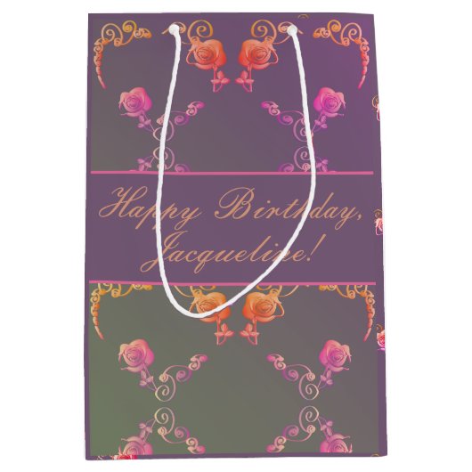 プラムバラハート誕生日/マザーズデイ抱き枕 ミディアムペーパーバッグ (正面)