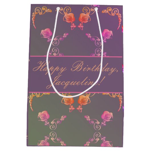 プラムバラハート誕生日/マザーズデイ抱き枕 ミディアムペーパーバッグ (裏面)