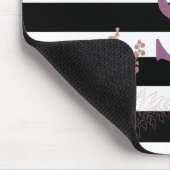 プラムバラ金ゴールドフローラモノグラム白黒ストライプ マウスパッド (コーナー)