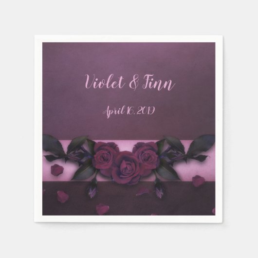 プラムバラ スタンダードカクテルナプキン (正面)