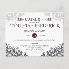 プラムバロック・シャンデリア結婚のリハーサル・ディナー インビテーションポストカード