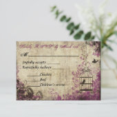 プラムバードケージヴィンテージウェディングRSVP 出欠カード (スタンド正面)