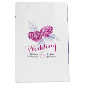 プラムパインコーンスケッチ結婚式の引き出物抱き枕 ミディアムペーパーバッグ (正面)