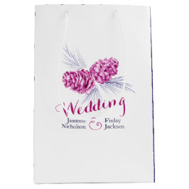 プラムパインコーンスケッチ結婚式の引き出物抱き枕 ミディアムペーパーバッグ