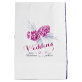 プラムパインコーンスケッチ結婚式の引き出物抱き枕 ミディアムペーパーバッグ (裏面)