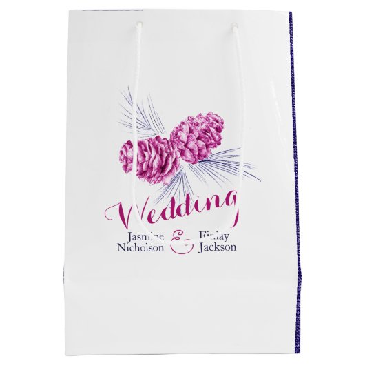 プラムパインコーンスケッチ結婚式の引き出物抱き枕 ミディアムペーパーバッグ (裏面)