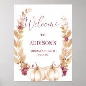 プラムパンプキン秋の恋愛 ブライダルシャワー歓迎 ポスター (正面)