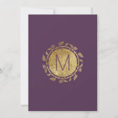 プラムパープエレガントル金ゴールドフローラ結婚式披露宴 招待状 (裏面)