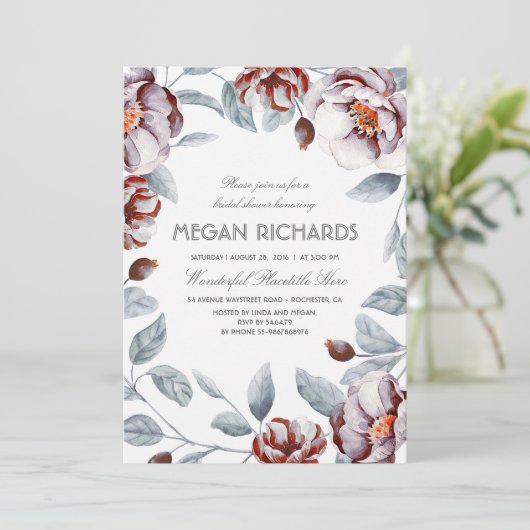 プラムパープルとナスフローラブライダルシャワー 招待状 (スタンド正面)