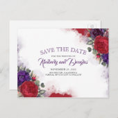 プラムパープルとブルゴーニュ赤フローラ保存日 案内ポストカード (正面/裏面)