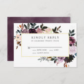 プラムパープルとメイブピンク結婚フローラ 出欠カード (正面/裏面)