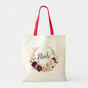 プラムパープルと桃の花嫁トートバッグ トートバッグ