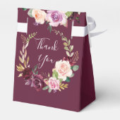 プラムパープルと赤面フローラ結婚式の引き出物箱 フェイバーボックス (裏面サイド)