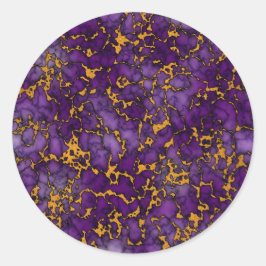 プラムパープルと金ゴールドマーブルテクスチャデザイン ラウンドシール