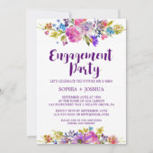 プラムパープルのガーデンエンゲージメントパーティー招待状 招待状 (正面)