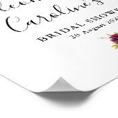 プラムパープルの花のブライダルシャワー ウェルカムサイン ポスター (角)