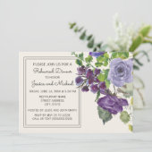 プラムパープルウォーターカラーフローラアイボリーリハーサル 招待状 (スタンド正面)