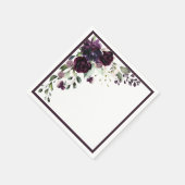 プラムパープルウォーターカラーフローラブライダルシャワー スタンダードカクテルナプキン (角)