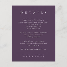 プラムパープルエレガントボホ詳細結婚ズモダン エンクロージャーカード