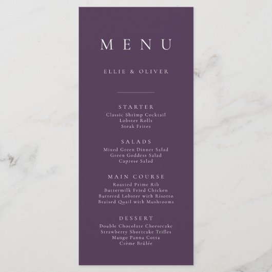 プラムパープルエレガントミニマルシンプルリストFlat Iメニュー メニュー (正面)