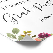 プラムパープルオレンジフローラ卒業ウェルカムサイン ポスター (角)