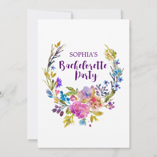 プラムパープルガーデンバチェロレッテ招待状 招待状 (裏面)