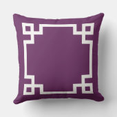 プラムパープルギリシャ鍵カスタムモノグラムイニシャル クッション (裏面)