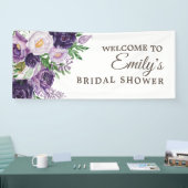 プラムパープルグリーンリーホワイトブライダルシャワーバナー 横断幕 (トレードショー)