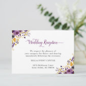 プラムパープルゴールドの花柄の結婚式の披露宴の詳細 招待状 (スタンド正面)