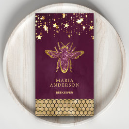プラムパープルゴールドラメハチミツ採取するハチ養蜂家 名刺