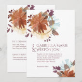 プラムパープルゴールド秋テーマのウェディング招待状 招待状 (正面/裏面)