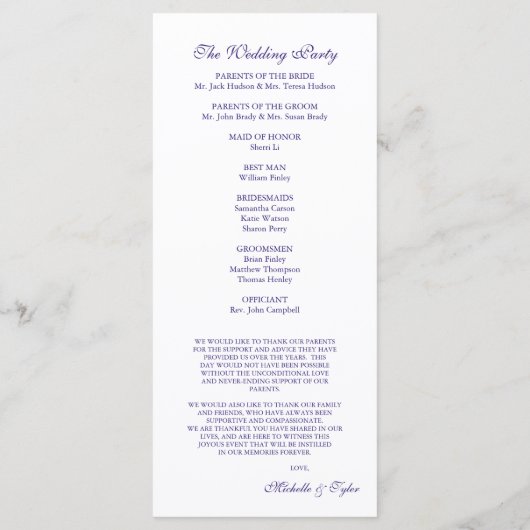 プラムパープルシャンデリア結婚式 プログラム (裏面)