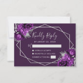 プラムパープルシルバーフローラ幾何学 出欠カード (正面)