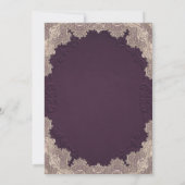 プラムパープルスエードレザーヴィンテージレース結婚ズ 招待状 (裏面)