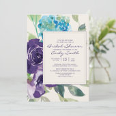 プラムパープルセージ水カラーフローラブライダルシャワー 招待状 (スタンド正面)