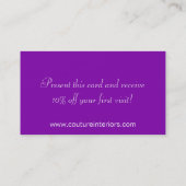 プラムパープルゼブラ印刷パーソナライズされた名刺 名刺 (裏面)