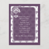 プラムパープルダマスクリハーサルディナー招待状 インビテーションポストカード (正面)