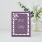 プラムパープルダマスクリハーサルディナー招待状 インビテーションポストカード (スタンド正面)