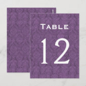プラムパープルダマスコウェディングテーブル番号12 C211 ポストカード (正面/裏面)