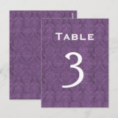 プラムパープルダマスコウェディングテーブル番号3 C202 ポストカード (正面/裏面)