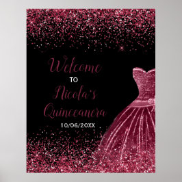 プラムパープルドレスフェイクグリッターキンセアニェラへようこそ ポスター