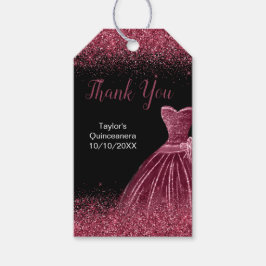 プラムパープルドレスフェイクグリッターキンセアニェラ ギフトタグ