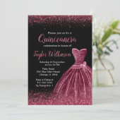 プラムパープルドレス 偽のグリッター キンセアネラ 招待状 (スタンド正面)