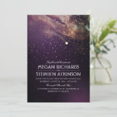 プラムパープルナイト金ゴールド射撃、 発砲スター結婚ズ 招待状 (スタンド正面)